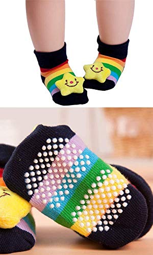 6 Pairs Baby Socks Boys Girls 3D Cartoon Anti-Skid Baby Booties Sock Slippers #TOP7