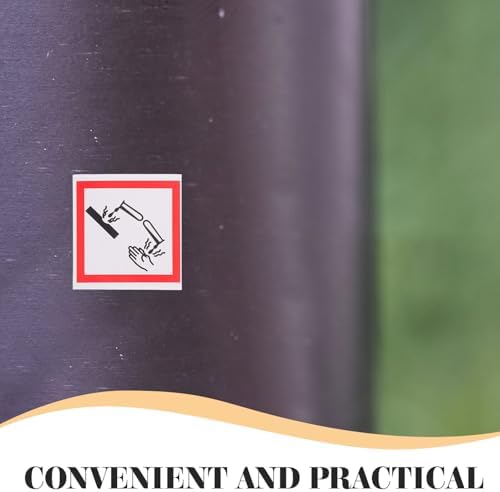 NUOBESTY Aşındırıcı maddeler için 5 adet uyarı çıkartması, kendinden yapışkanlı kimyasal etiketler, 10 x 10 cm, korozyona dayanıklı, görünür güvenlik çıkartması, tehlikeli madde etiketleri için - Görsel 3