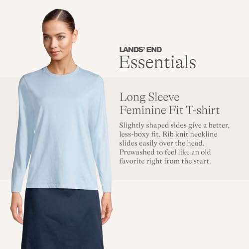 Lands' End Essentials Women's Long-Sleeve Soft Cotton T-Shirt - Tailored Feminine Fit2