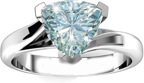 3.00 Ct Trillion Cut Lab Created Diamond Solitaire Wedding Ring, 14K White Gold Finish