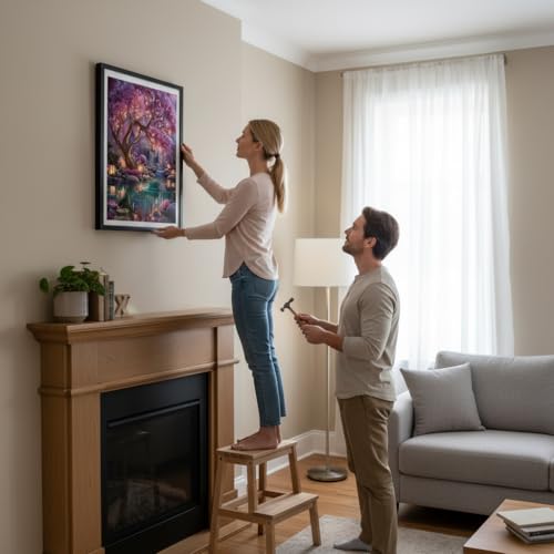Image of HASTHIP 5D Diamond Painting Kit Cherry Blossom Garden, Full Drill DIY Art with Complete Tool Kit, Dreamy DIY Home Wall Decor Craft, DIY Diamond Art Gift for Adults and Kids, 40x50cm, No Frame