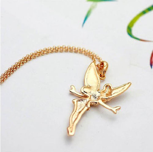 Gold Plated Disney Tinkerbell Fairy Wings Swarovski Elements Cubic Zirconia Crystal Pendant Necklace Fashion Jewelry Gift For Girls #TOP4