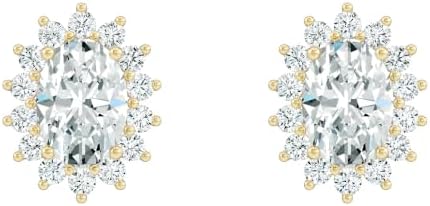 Oval Moissanite Earrings in Yellow Gold Plated 925 Sterling Silver | Fine Jewelry for Women Gift