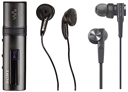 Image of Sony NWZ-B183F Walkman 4GB Digital Music Player with FM, 20 Hours of Battery Life (Black) & MDR-XB55 Extra-Bass in-Ear Wired Headphones Without Mic (Black)