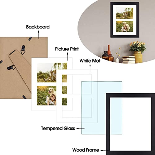 Golden State Art, 4X6 Double Picture Frame In Black - 8X10 Collage Frame, Solid Wood With Tempered Glass - Horizontal And Vertical Formats For Wall And Tabletop, 1 Pack #TOP3