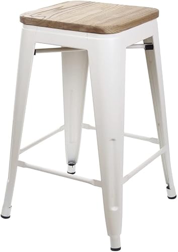 Miniatura 58 de GIA Taburete de mostrador sin respaldo de 24 pulgadas, cantidad de 4, bronce con asiento de madera clara Negro -,Café,Gris,gris, (Gun