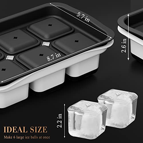 Icexxp Large Ice Cube Tray, [Easy To Fill & Release Without Funnel] 2.2 Inch Silicone Ice Cube Trays For Freezer, Reusable Big Square Ice Tray With Lids For Whiskey, Cocktails, Bourbon, Gifts For Men #TOP3