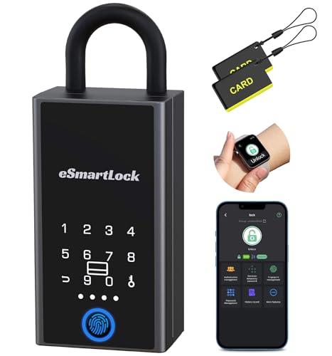 Anweller Lock Box for Keys with Code, Fingerprint RFID Smart Bluetooth Key Hider, Outdoor Waterproof Combination Lockbox for Realtor, Hosts, Keys Safe Storage, Hide a Key, Door Hanging & Wall Mount