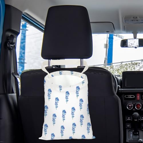Image of Car Trash Bag Car Garbage Bag Hanging Cars Trash Can Spring Decor Waterproof Cars Back Seat Organizer for Vehicle Travelling Swimming Camping Blue Flower Decor