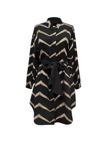 SweatyRocks Hemdblusenkleid Damen Langarm...