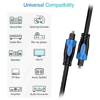 BlueRigger Toslink - Digital Optical Audio Cable - 10FT - (Fiber Optic Cable, 24K Gold-Plated) S/PDIF Digital Audio Optical Cable for Soundbar, Home Theatre, TV, Xbox, PS4