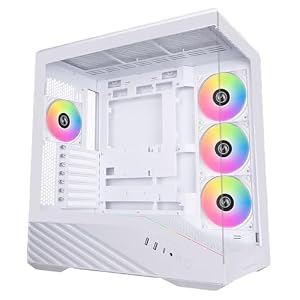 Lian Li V100 ATX Mid-Tower PC Case, 4 x 120mm ARGB PWM Fans Pre-Installed, LED RGB Strip, Display Platform with Tempered Glass, Support 420mm GPUs, 360mm Radiator, Optimized Airflow – White (V100RW)