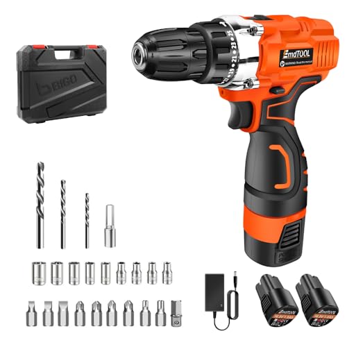 Akkubohrer 16,8V Akkuschrauber Set Akku Bohrschrauber Set mit 2 Akkus 1.5Ah, 45Nm Drehmoment, 2-Gang, 25+1 Drehmomentstufen, 10mm Bohrfutter Schlagbohrschrauber mit LED-Licht, 26tlg Zubehör und Koffer