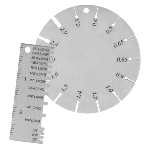 2 piezas Calibrador de alambre de acero inoxidable para medición precisa de grosor, herramienta de calibre metálico para soldadura e inspección de alambre, diseño versátil de doble lado miniatura 1