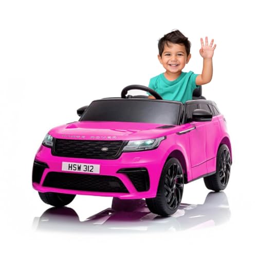 ATAA Land Rover Range Rover VELAR 12V - Rosa -Coche eléctrico para niños Land Rover Range Rover Velar 12v con Licencia Oficial de Land Rover y Mando para Padres