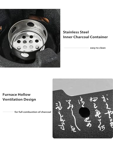 ZLXHDL BBQ-Grill, tragbarer Grill aus Aluminiumlegierung, japanische Schrift, Lebensmittel-Holzkohleofen, multifunktionaler, schnell erhitzender Holzkohlegrill (12 x 12 x 11cm)