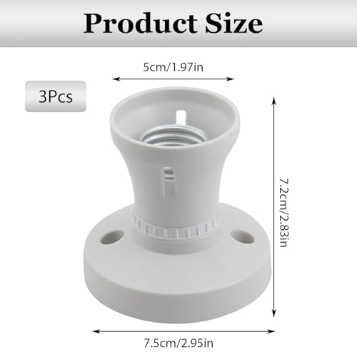 3 Pack E27 Ceiling Lamp Holder, Ceiling Rose Light Fitting,E27 Lamp Holder with Screw Light Fitting, Ceiling Light Adapter UK for Bulb Conversion, 7.5 cm*7.2 cm*5 cm Bakelite Shell, Easy To Install - Image 2