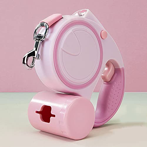 Laisse pour Chien Enrouleur 5M avec Lampe De Poche Et Distributeur De Sac Poubelle,avec Lumière, Laisses Rétractables pour Petit, Moyen Et Grand Chiens(Jusqu'à 50Kg),Rose Cover
