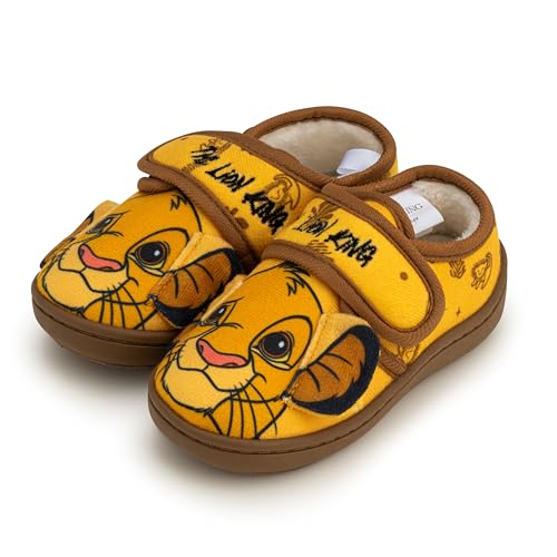 Disney The Lion King Simba Slippers with 3D Ears Boys & Girls Soft Plush Indoor House Slippers Non-Slip Rubber Sole Available in UK Shoe Sizes 6-12 (UK 10)