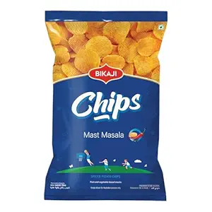 Bikaji Chips Mast Masala – 2.82 oz (80g) Pack | Spicy Indian-Style Potato Chips | Crunchy & Flavorful Snack with Bold Masala Seasoning | Perfect for Parties, Tea-Time & Bar Snacks