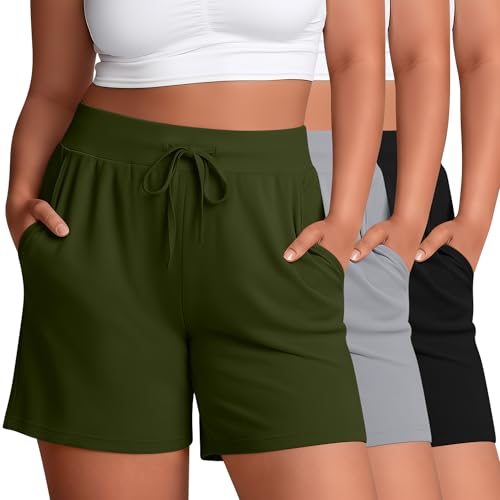 Bermuda grande taille femme xl 5xl short long ample coton décontracté poches
