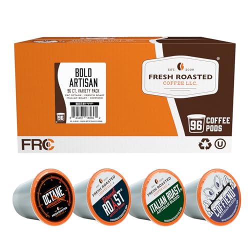 Fresh Roasted Coffee, Bold Artisan Blend Variety Pack, K-Cup Compatible, 96 Pods