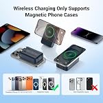 Banque d'énergie sans fil magnétique 26800mAh, PD 22.5W Chargeur portable de charge rapide de type C 5 Sorties, Batterie Pack pour Magsafe Construit en Câbles avec Stand LED Affichage pour iPhone 17/16/15/14/13/12-Blue