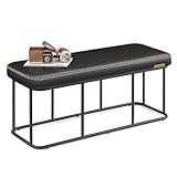 VASAGLE EKHO Collection - Storage Bench for Entryway, Ottoman Bench with Steel Frame, 43.3-Inch Wide, Synthetic Leather, Living Dining Room, Mid-Century Modern, Loads 660 lb, Ink Black ULOM085B01