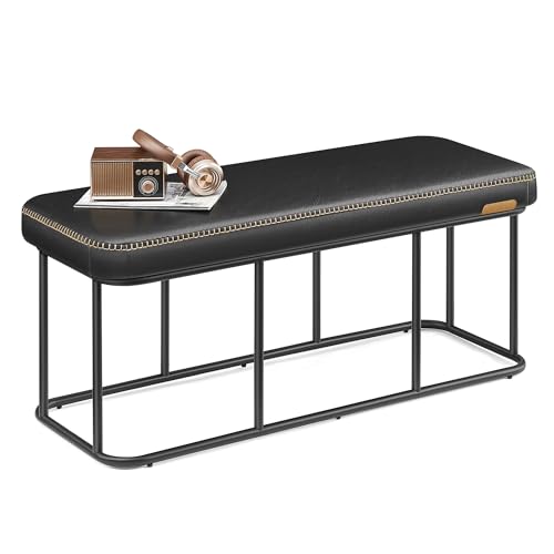 VASAGLE EKHO Collection - Storage Bench for Entryway, Ottoman Bench with Steel Frame, 43.3-Inch Wide, Synthetic Leather, Living Room, Mid-Century Mode