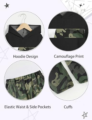 Image of Boys Clothes Boy Outfits 2-Piece Long Sleeve Hoodie and Camouflage Pants Boys Fall Winter Clothes for 6-16 Years
