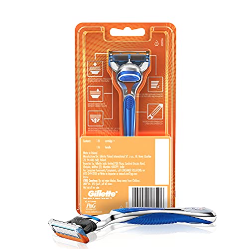 Image of Gillette Fusion Manual Razor, 1 Pc & Mach 3 Shaving Blades- Pack of 16 (Cartridges), For Men