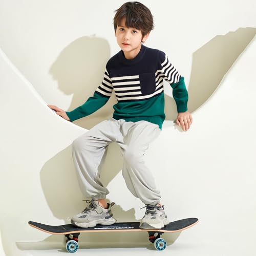 Danny D Boys Crewneck Pullover Sweater Kids Long Sleeve Knit Sweater with Pocket3