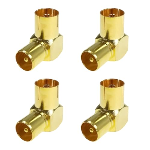 4 Pièces Adaptateur antenne TV coudé 90° IEC, Connecteur Coaxial TV PAL Mâle Vers Femelle à 90 Degrés Connecteur Antenne Angle Droit Compatible...