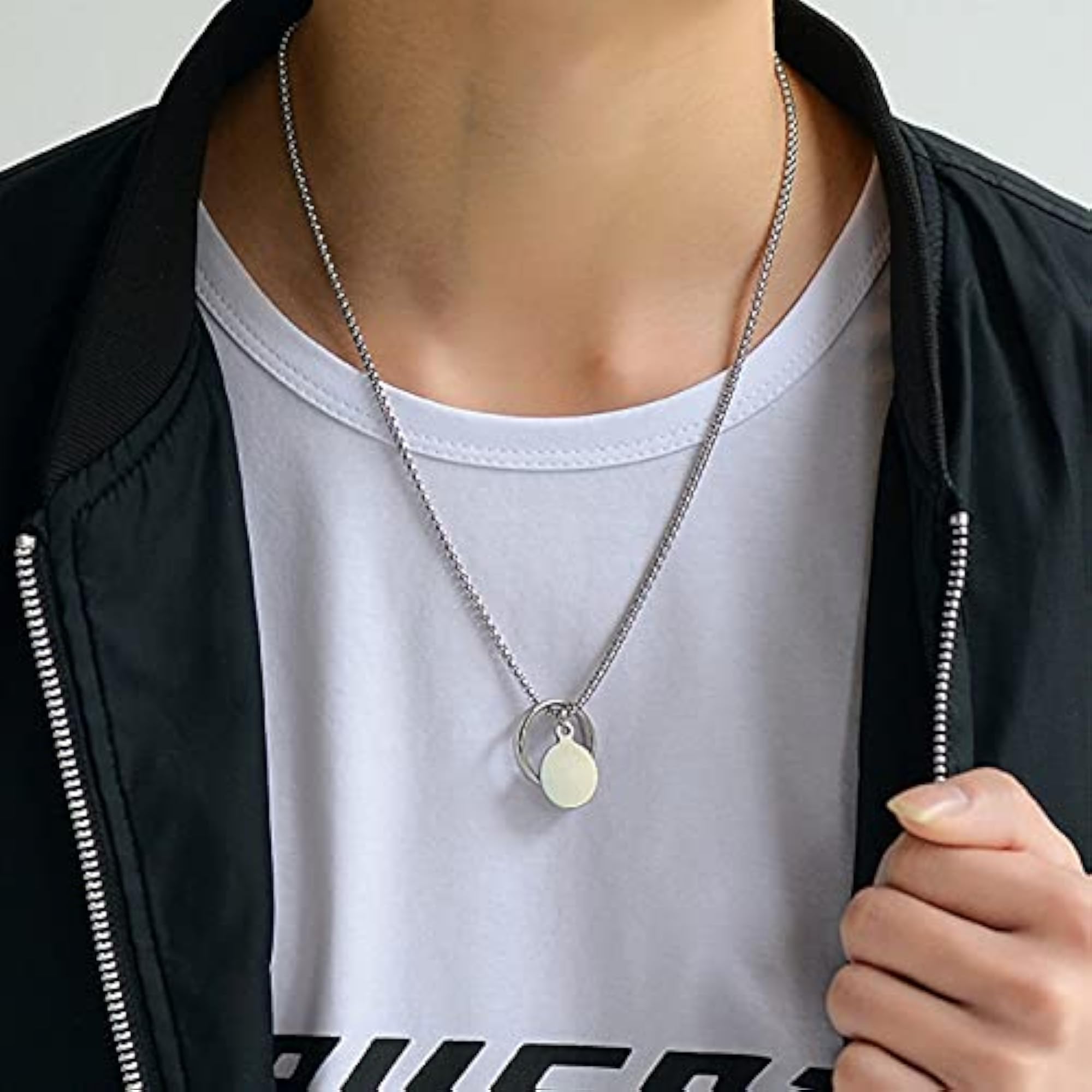 Men's Adjustable Long Pendant Necklace, Casual Charm