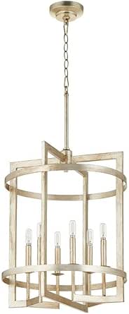 Quorum Lighting 874-6-60 Entry Pendant, 6-Light 360 Total Watts, Aged Silver Leaf