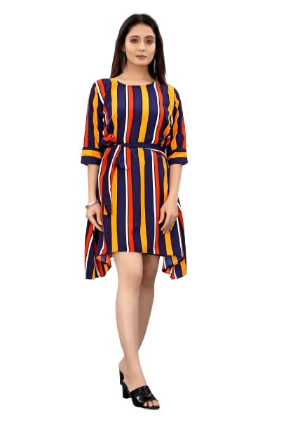 Buy Santinath S Western One Piece For Women Girls Rainbow Print Strips All Over Sleeveless Available In Sizes S M L Xl Xxl At Amazon In