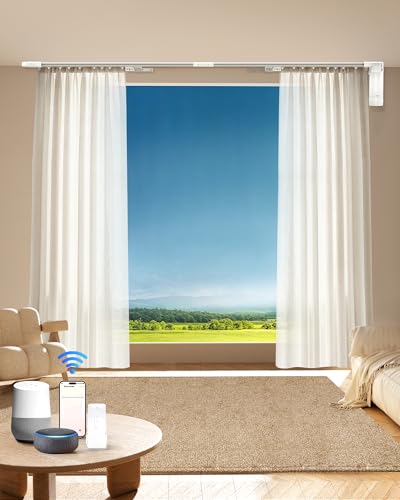Motorized Smart Curtain Rods with Remote and App Control