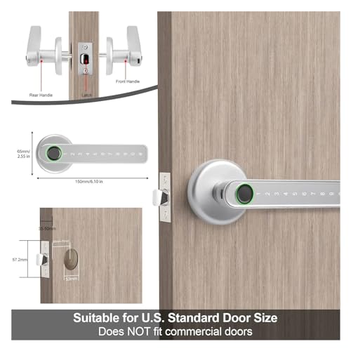 Serrure connectée Tuya avec empreinte biométrique et code pour porte de chambre - 5