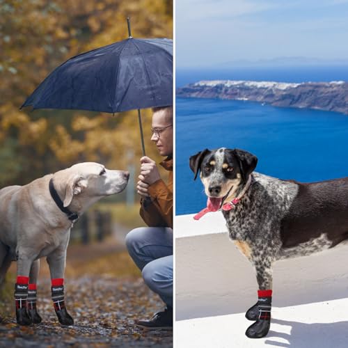 BINGPET Anti-Slip Dog Socks for Hardwood Floors,Injury Prevent Licking Dog Booties,Traction Control Paw Protector Dog Shoes for Hot Pavement with Reflective Straps for Small Medium Large Dogs — view 6
