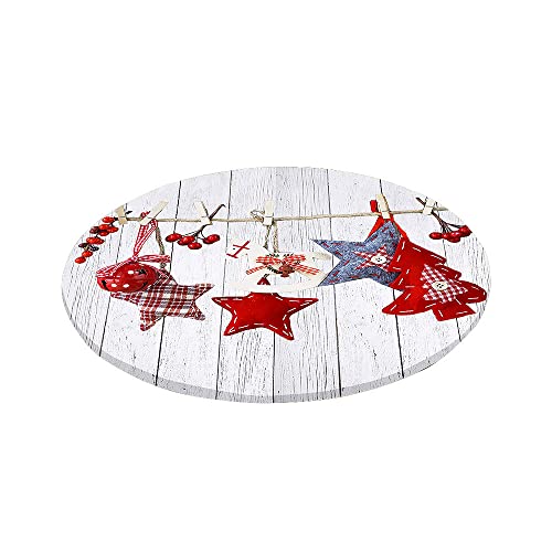 Mantel Antimanchas Redondo, Chickwin Impresión de Navidad 3D Mantel de Mesa Impermeable Diseño de Borde Elástico, Mantel Redondo para Comedor, Cocina y Picnic (Estrellas navideñas,120cm) Cover