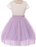 Aki_Dress Flower Girl Dress Two-Tone Lace See Through Cap Sleeve