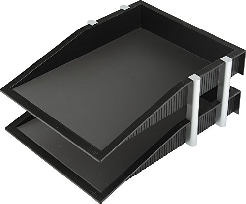 Preisvergleich Produktbild Helit H6220199 - Briefablage "the doubledecker line" DIN A4-C4, schwarz / silber