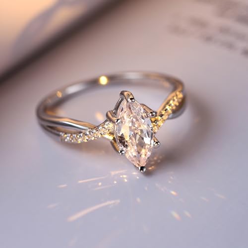 925 Sterling Silver Plated Simple Infinity Knot Marquise Cut Cubic Zirconia Wedding Band CZ Stackable Promise Engagement Ring for Women4