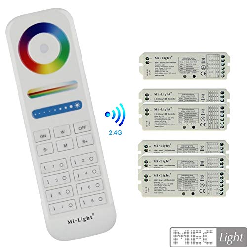 RGB+ CCT - Juego de control por radio LED con mando a distancia de 8 zonas (2,4 GHz, mando a distancia, 12-24 V)