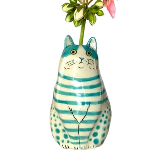 Wpsagek Polka Dot Cat Flower Vase Decor - Resin Unique Dot Cat Flower Vase,Cat Vase for Home Bookshelf Table Shelf Decor, Tiny Animal Vases for Cat Lovers