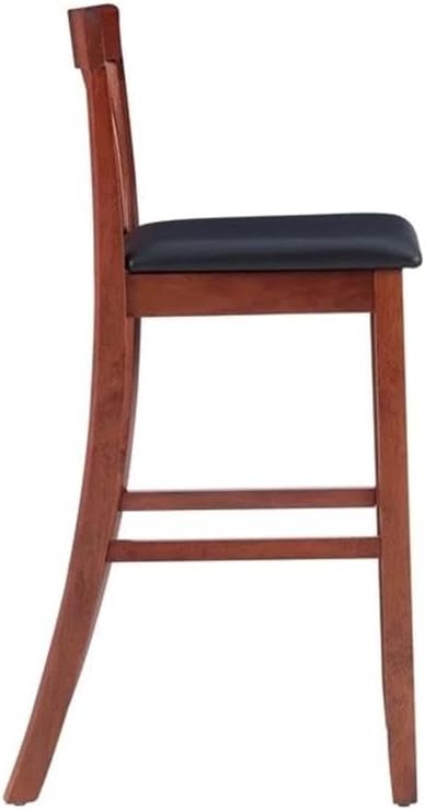 Riverbay Furniture 31" Bar Stool, Faux Leather and Wood, Dark Cherry/Black Finish, Mission Style with Padded Seat, Bar Height, 17.25"W x 21.25"D x 42.5"H, Comfortable Seating for Home Bar or Kitchen