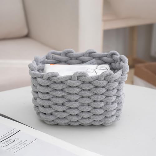 Cesta pequeña tejida rectangular para evitar pérdidas de objetos en el escritorio del dormitorio 3