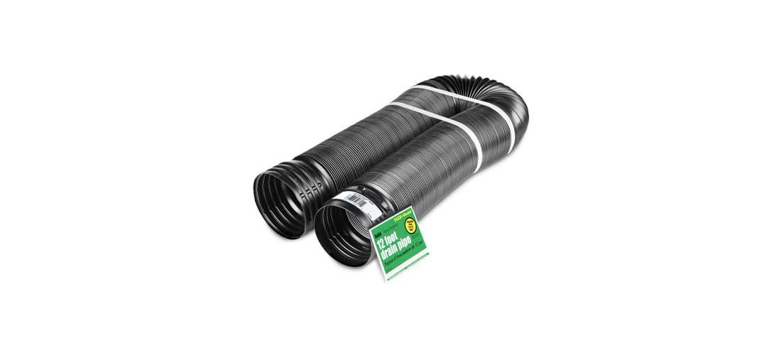 Flex-Drain 51710 Flexible/Expandable Landscaping Drain Pipe, Solid, Feet, 4-Inch by 12-Foot