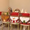 Christmas Chair Back Covers Set of 6, 3D Cute Santa Claus Snowman Reindeer Xmas Dinner Chair Covers, for Home Kitchen Holiday Festive Party Decorations (4, A)