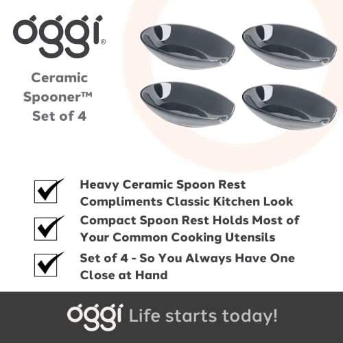 OGGI Spooner Ceramic Spoon Rest- Set of 4 - Spoon Rest for Stove Top, Spoon Holder for Countertop, Kitchen Decor for Counter, Coffee Bar Accessories, Slate Blue by Oggi - Image 7